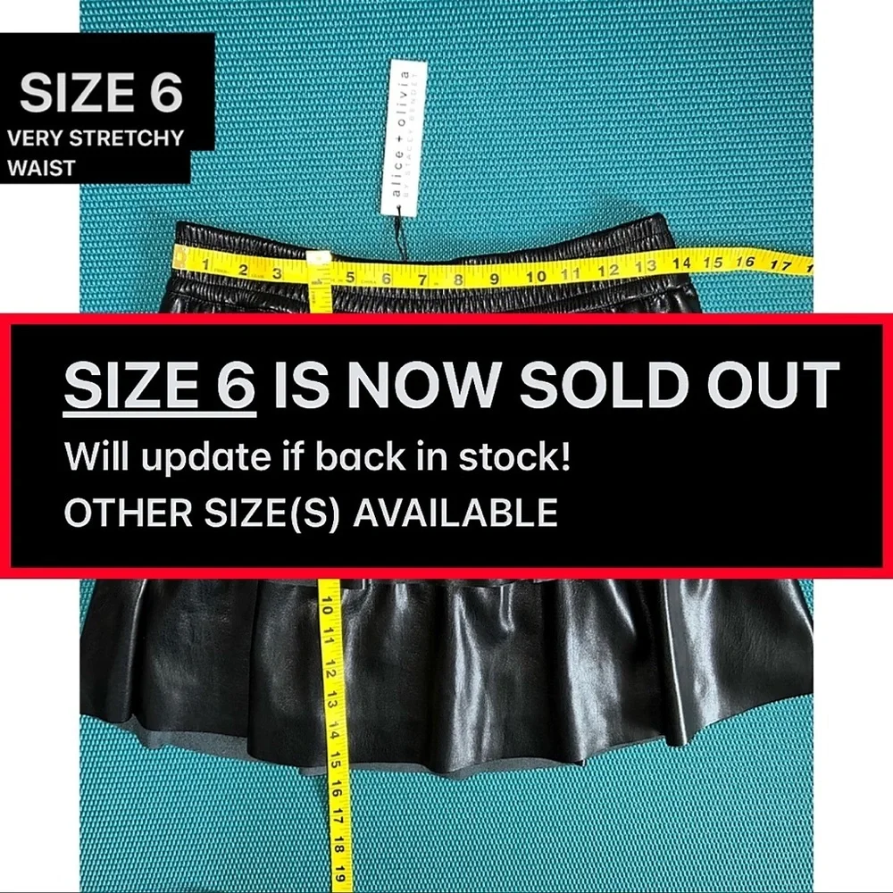 Alice + Olivia Jia Black Vegan Leather Tiered Mini Skirt